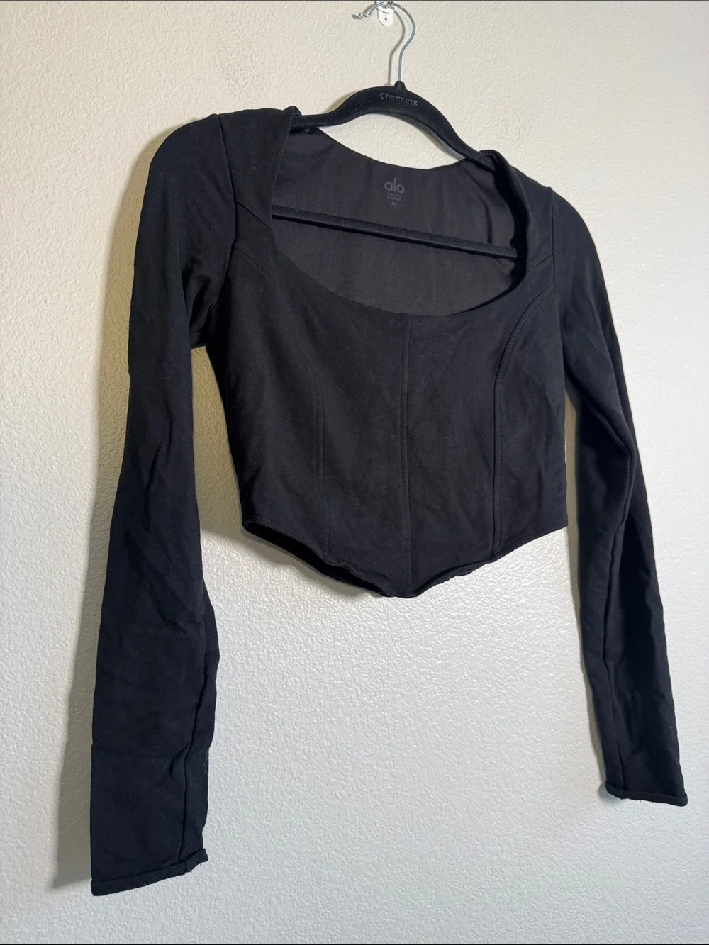 ALO Yoga Soft Sculpt Long Sleeve Corset Top in Black - M
